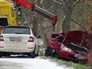 Dva mrtv pi dopravn nehod u Kostelce nad ernmi lesy. (3.12.2020)