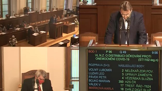 Nezaazen poslanec Lubomr Voln, kter byl zvolen za SPD, pi svm vystoupen ve Snmovn k pravidlm okovn proti COVID-19