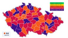 Aktuální skóre protiepidemického systému PES v okresech eska. (8. prosince...