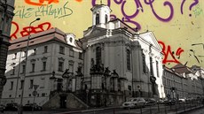 Kostel svatých Cyrila a Metoděje v pražské Resslově ulici sužují graffity na...