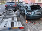 Vtí pívsný vozík pokodil pi nehod v Opav nkolik dalích zaparkovaných...
