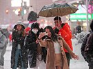 V nkterých státech USA se oekává vydatné snení. Sníh zasypal Times Square v...