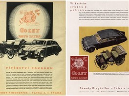 Reklamy automobilky Tatra z asopis z doby první republiky