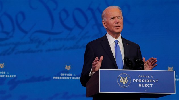 Joe Biden pi projevu pot, co ho sbor volitel oficiln potvrdil 46. prezidentem USA. (14. prosince 2020)