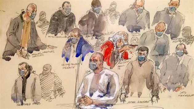 Na skice je v poped hlavn obalovan Ali Riza Polat u paskho soudu (16. prosince 2020)