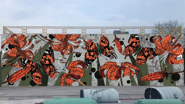 Velkoformtov mural art Flora a fauna Ondeje Vyhnnka.