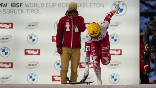 Anna Fernstdtov na startu zvodu Svtovho pohru skeletonistek na drze v rakouskm Innsbrucku