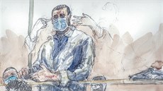 Na skice je hlavní obžalovaný Ali Riza Polat u pařížského soudu (16. října ...