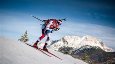 Michal Krmá na trati sprintu v rakouském Hochfilzenu.