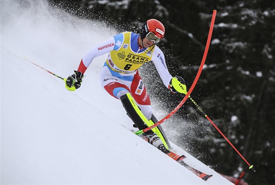 Ramon Zenhäusern ve slalomu v Alta Badii.