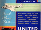 Reklamní plakát letecké spolenosti United Air Lines s letounem Boeing 247