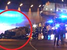 Policist� p�evr�tili auto u vjezdu do tunelu Blanka, za�alo ho�et