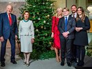 Norský král Harald V., královna Sonja, korunní princezna Mette-Marit, princ...