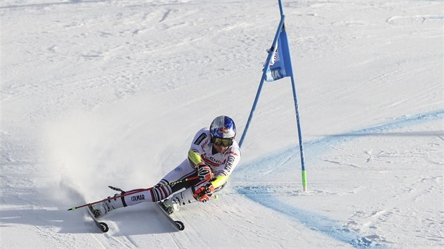 Alexis Pinturault na trati obho slalomu v Alta Badii
