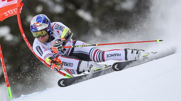 Alexis Pinturault v obm slalomu v Alta Badii.