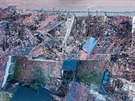 Zdevastované domy v chorvatské Petrinji (30. prosince 2020)