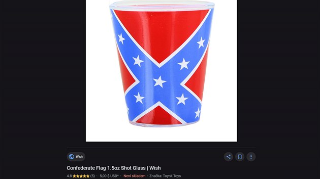 Většina výrobků s motivem znaků Konfederace z dob občanské války v USA už není v internetovém obchodě Wish.com dostupná.
