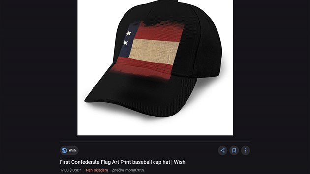 Většina výrobků s motivem znaků Konfederace z dob občanské války v USA už není v internetovém obchodě Wish.com dostupná.