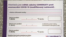 Potvrzení pro okované na snímku poízeném 31. prosince 2020 v eskobudjovické...