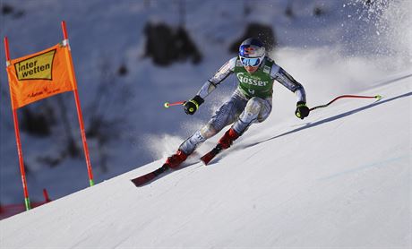 Ester Ledecká na trati sjezdu ve Svatém Antonu.