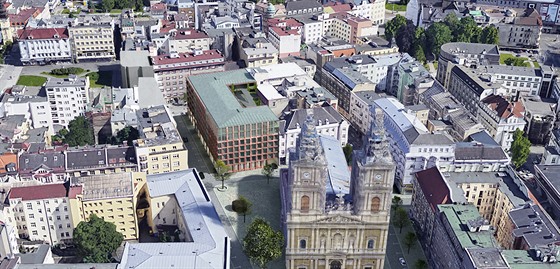 Tak by mělo vypadat centrum Ostravy po zástavbě proluky za katedrálou...