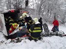 Nehoda sanity u sti obce Dobr - Hlinn na Rychnovsku. (7. 1. 2021)