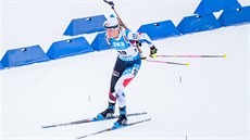 Eva Puskaríková pi stíhacím závodu v Oberhofu