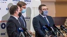 Poslanec KDU-SL Marek Výborný, poslanec a místopedseda ODS Martin Kupka a...