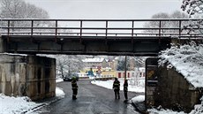 Nehoda traktoru pod viaduktem v Mostku. (7. 1. 2021)