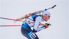 Tomá Mikyska na trati sprintu v nmeckém Oberhofu.