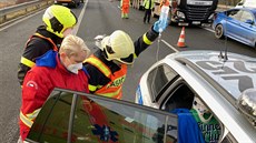 Hasii v pátek zasahovali u nehody tí vozidel na dálnici D1.