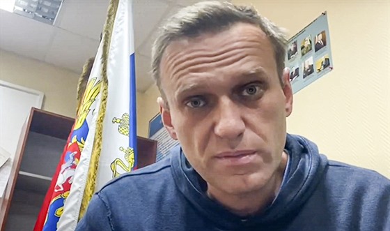 Alexej Navalnyj na policejní stanici v moskevské tvrti Chimki (18. ledna 2021)