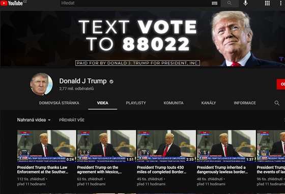 YouTube kanál Donalda Trumpa