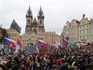 Demonstrace na Staromstském námstí v Praze. (10. ledna 2021)