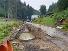 Oprava seku silnice mezi Stmenskm podhradm a Bunic v srpnu 2020