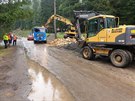 Oprava seku silnice mezi Stmenskm podhradm a Bunic v srpnu 2020