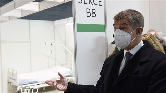 Premir Andrej Babi navtvil zlon nemocnici v Brn. (13. ledna 2021)