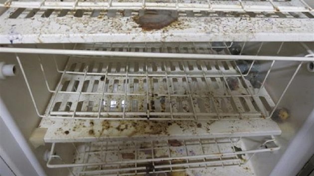 Znečištěná chladnička, kterou odhalili inspektoři Státní zemědělské a potravinářské inspekce.