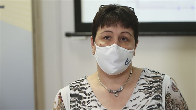 Barbora Macková vystoupila na tiskové konferenci k výskytu britské mutace koronaviru na území ČR. (19. ledna 2021)
