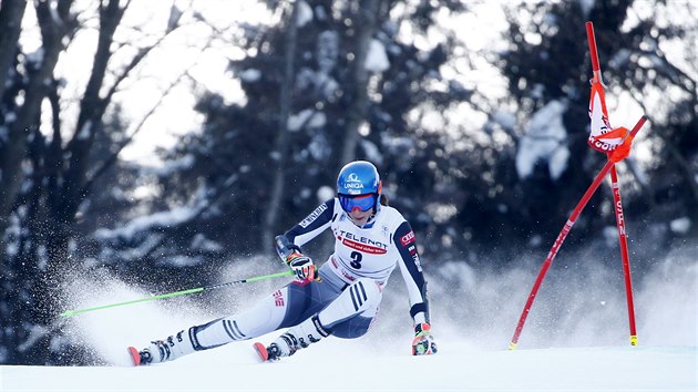 Michelle Gisinová v obřím slalomu v Kranjské Goře.