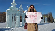 Protest proti zatení Alexeje Navalného v Ievsku (18. ledna 2021)