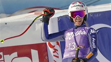 Italka Marta Bassinová se raduje ze tetího místa v super-G ve Svatém Antonu.