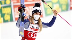 Radost Italky Marty Bassinové po povedeném ob�ím slalomu v Kranjské Go�e.