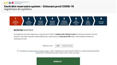 Registrace na okování proti covidu v centrálním rezervaním systému.