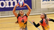 Ostravská nahrávaka Anna Pospíilová (vlevo) a blokaka Kateina Zemanová v...