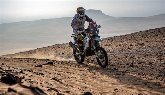 David Pabika na trati Rallye Dakar 2021 v Saúdské Arábii.