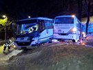 Dopravn nehoda dvou autobus v Rotav na Sokolovsku. (22. ledna 2021)