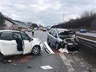 Hromadn nehoda na D1 u sjezdu na Prhonice (24. ledna 2021)