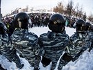 Policie v Jekatrinburgu vytvoila blokádu proti demonstrantm podporujícím...