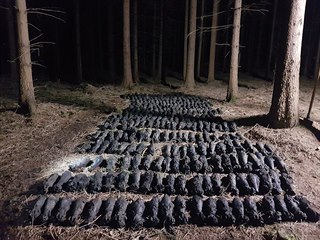 Celkem 338 kusů dělostřeleckých min tříštivých 82 mm, z 2. světové války...